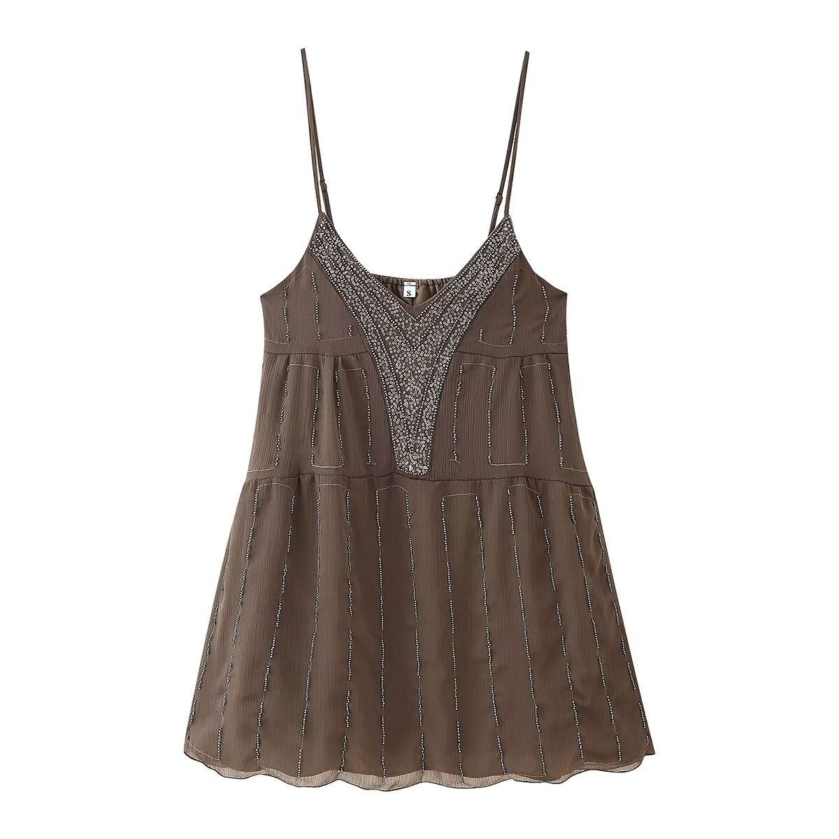 Women’s Beaded Sequined Embroidered Suspender Dress