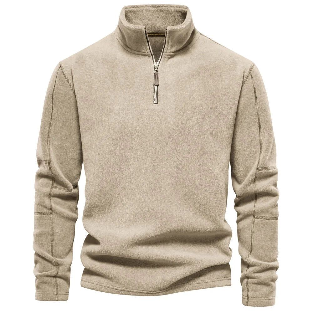 Men’s Stand-Collar Zippered Fleece Winter Sweatshirt