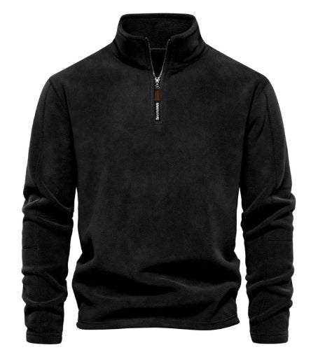 Men’s Stand-Collar Zippered Fleece Winter Sweatshirt