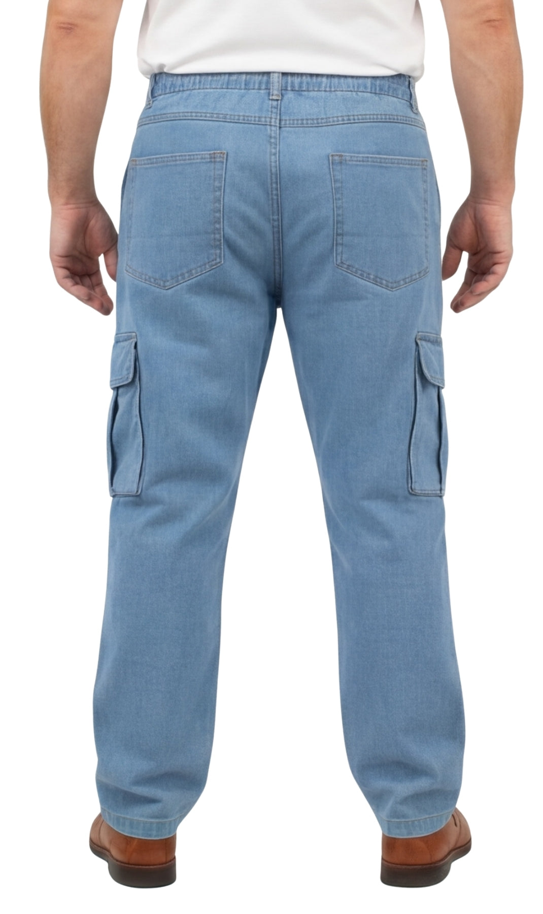 Men’s Double Cargo Pocket Pull-On Cotton Jeans