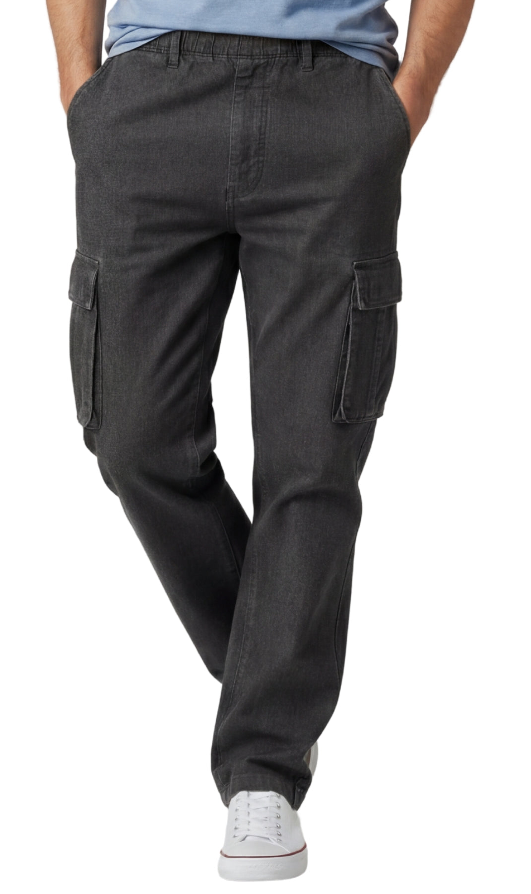 Men’s Double Cargo Pocket Pull-On Cotton Jeans