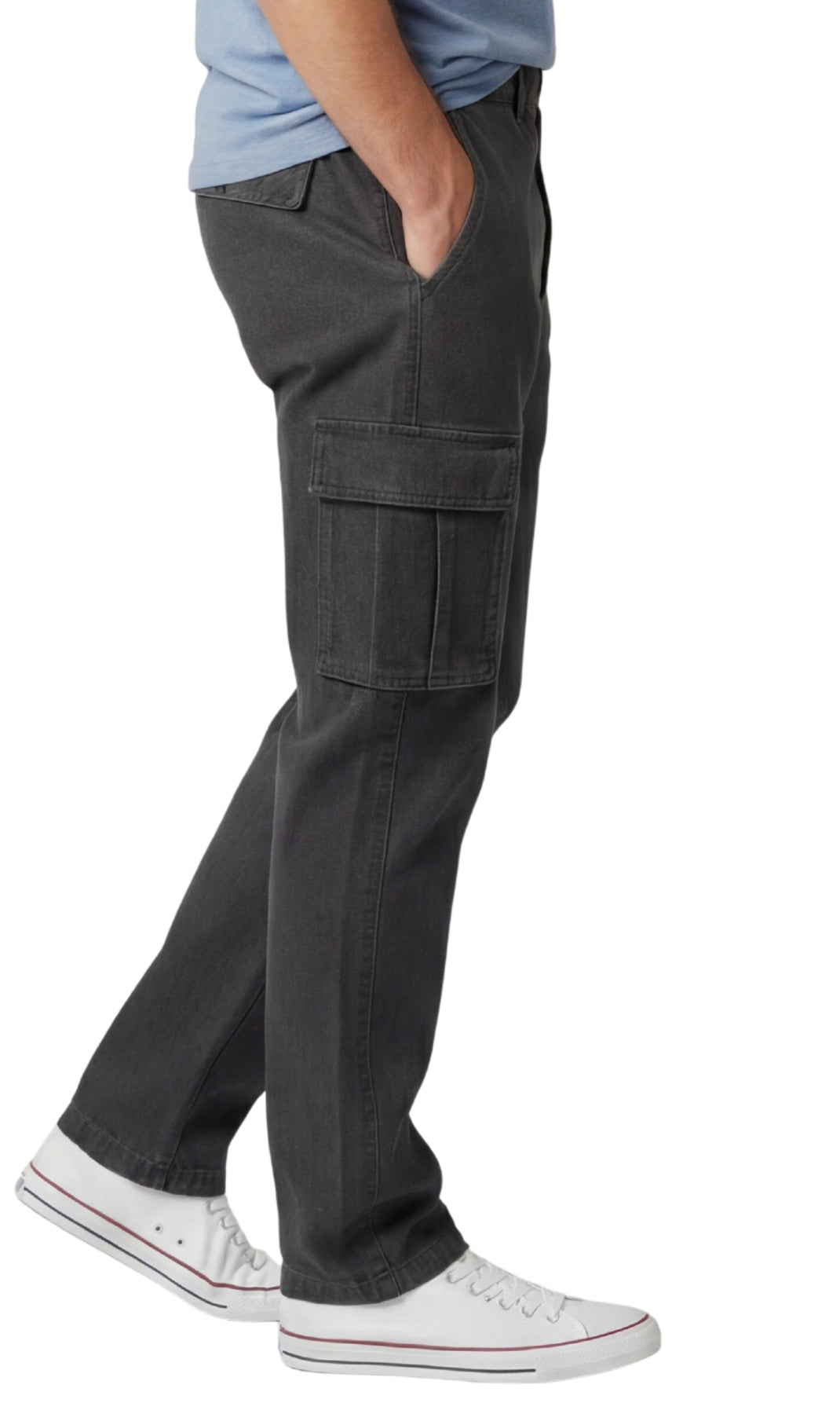 Men’s Double Cargo Pocket Pull-On Cotton Jeans