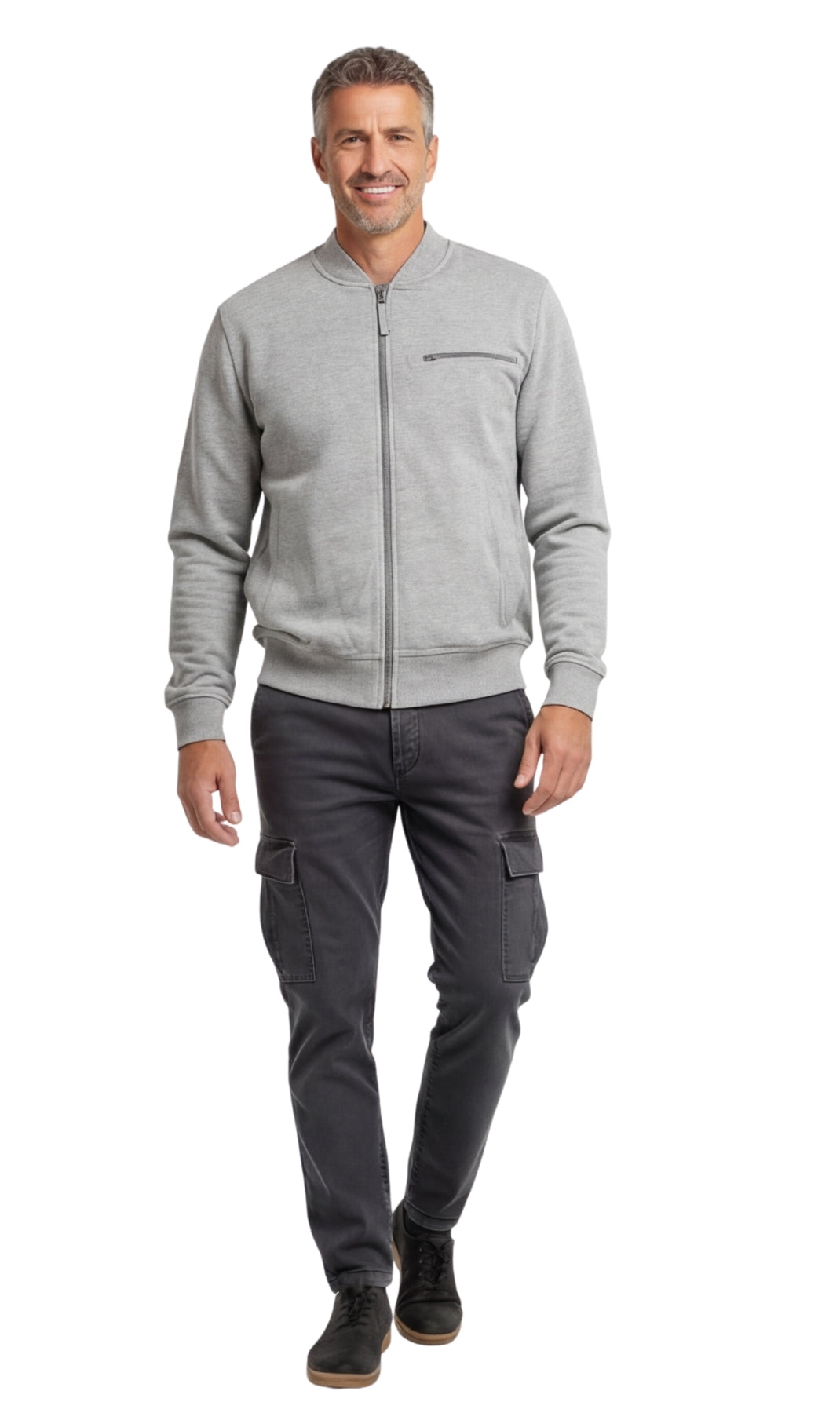 Men’s Classic Zip-Up Lightweight Cotton Fleece Jacket