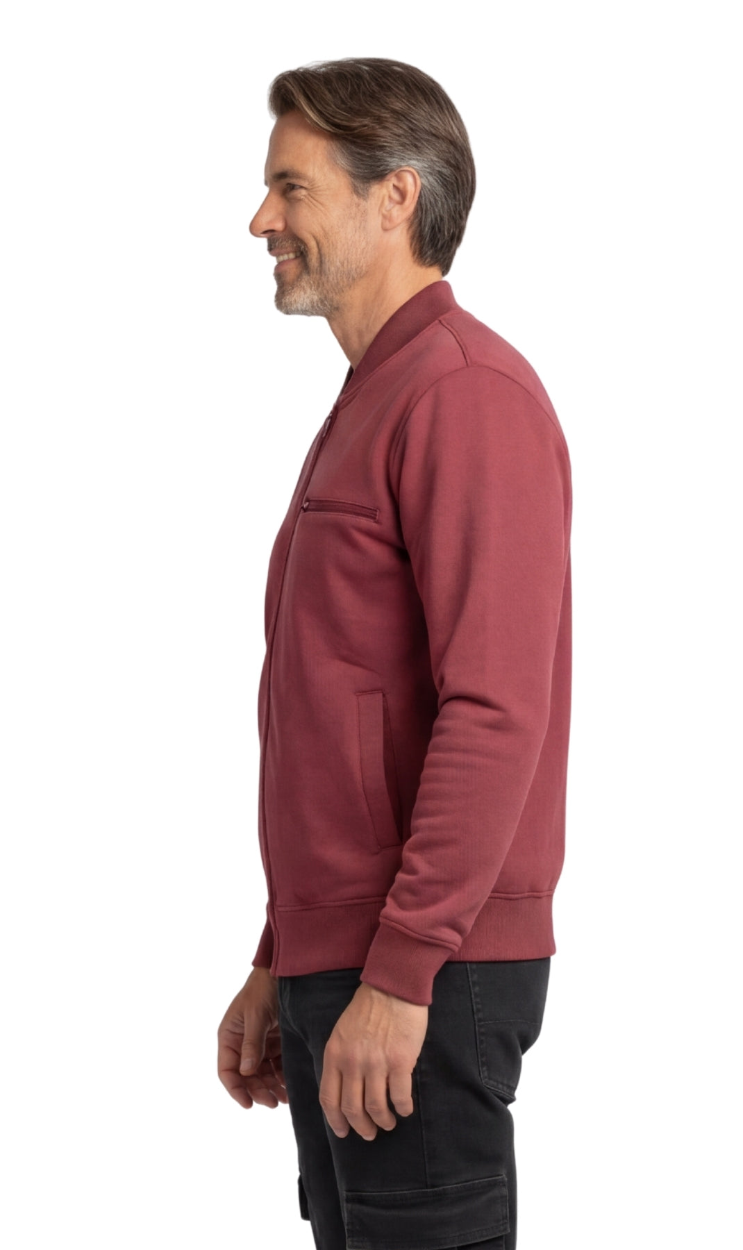 Men’s Classic Zip-Up Lightweight Cotton Fleece Jacket
