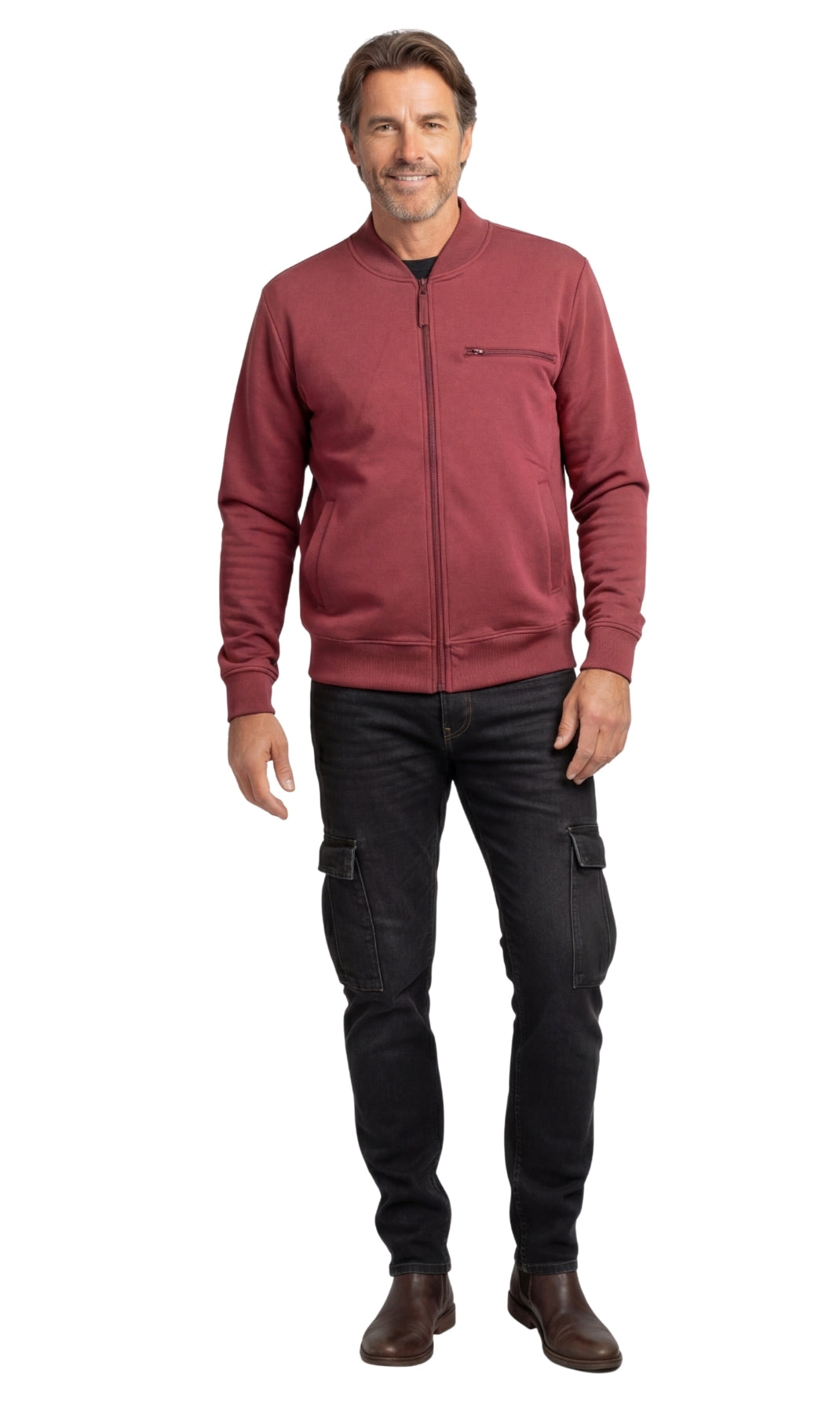 Men’s Classic Zip-Up Lightweight Cotton Fleece Jacket