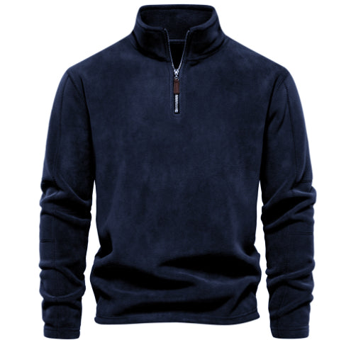 Men’s Stand-Collar Zippered Fleece Winter Sweatshirt
