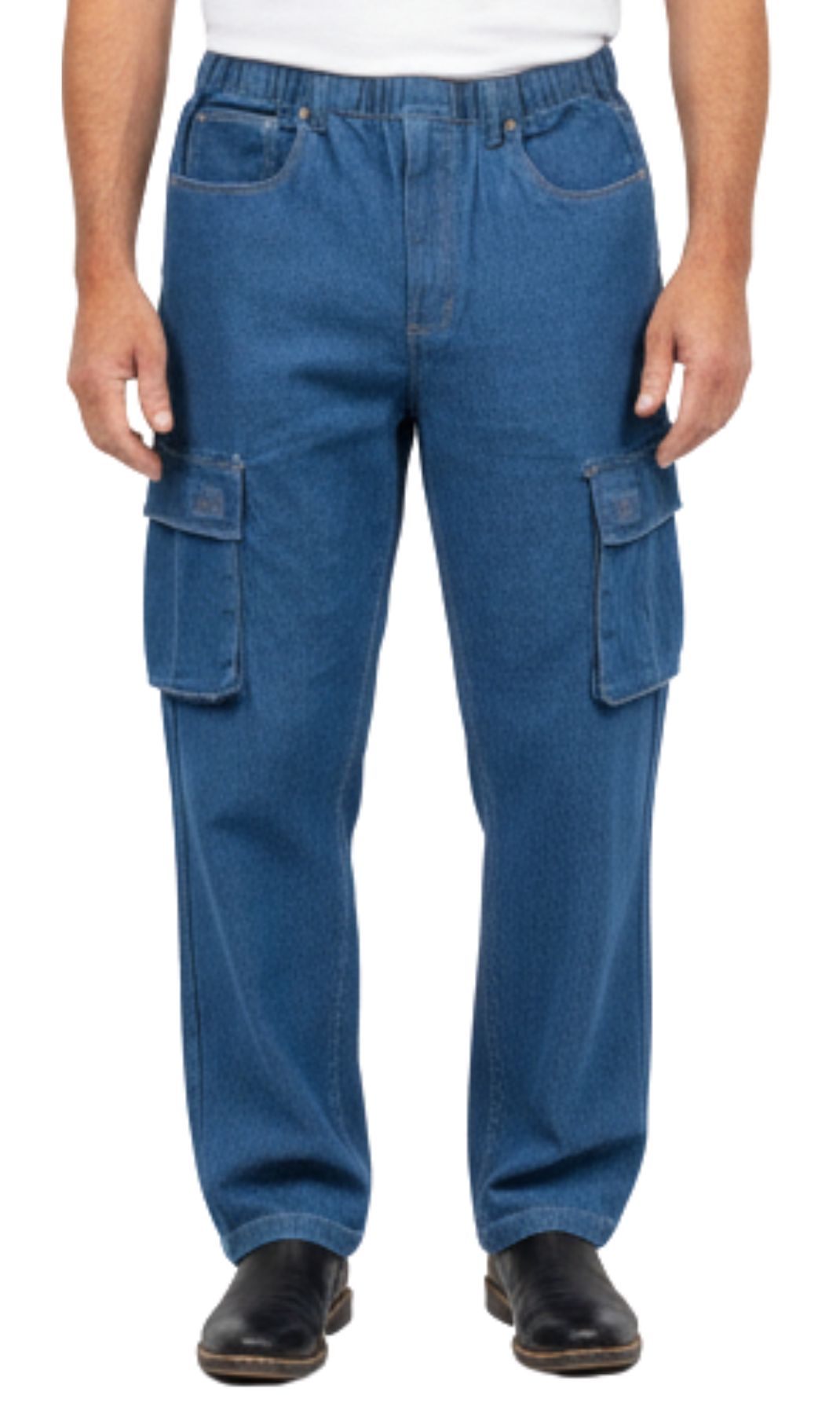 Men’s Double Cargo Pocket Pull-On Cotton Jeans