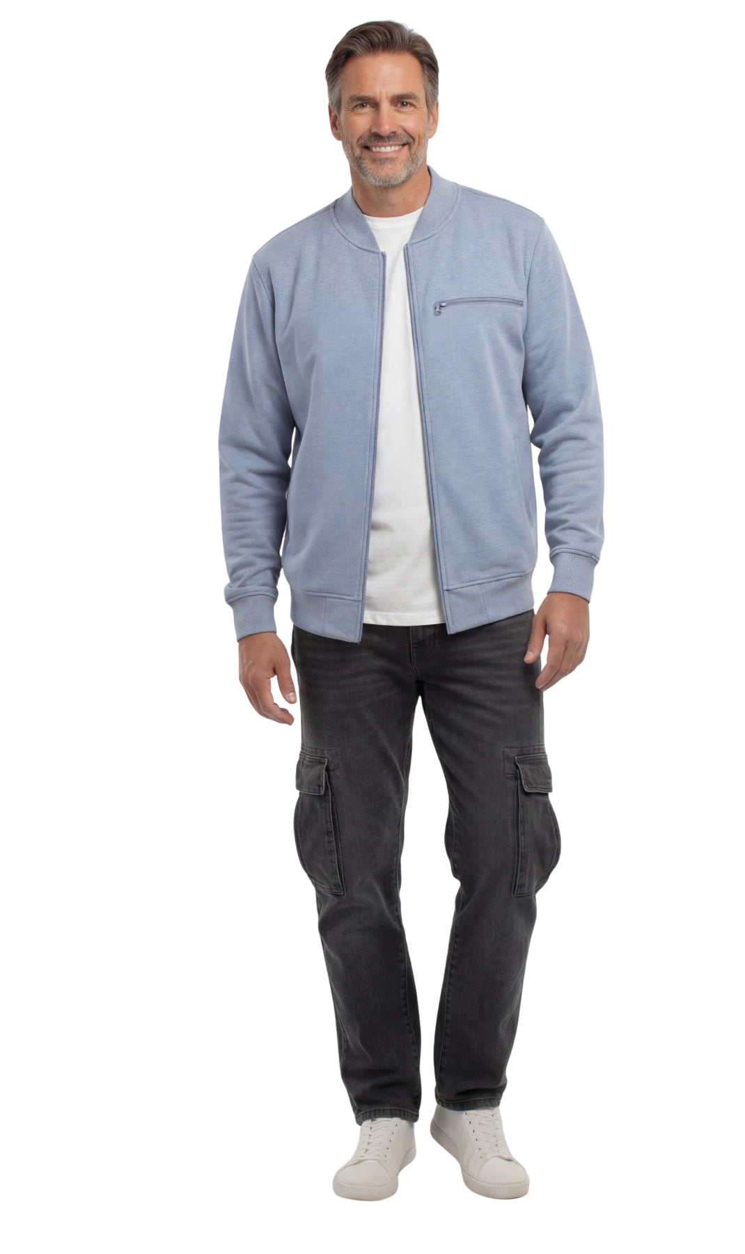 Men’s Classic Zip-Up Lightweight Cotton Fleece Jacket