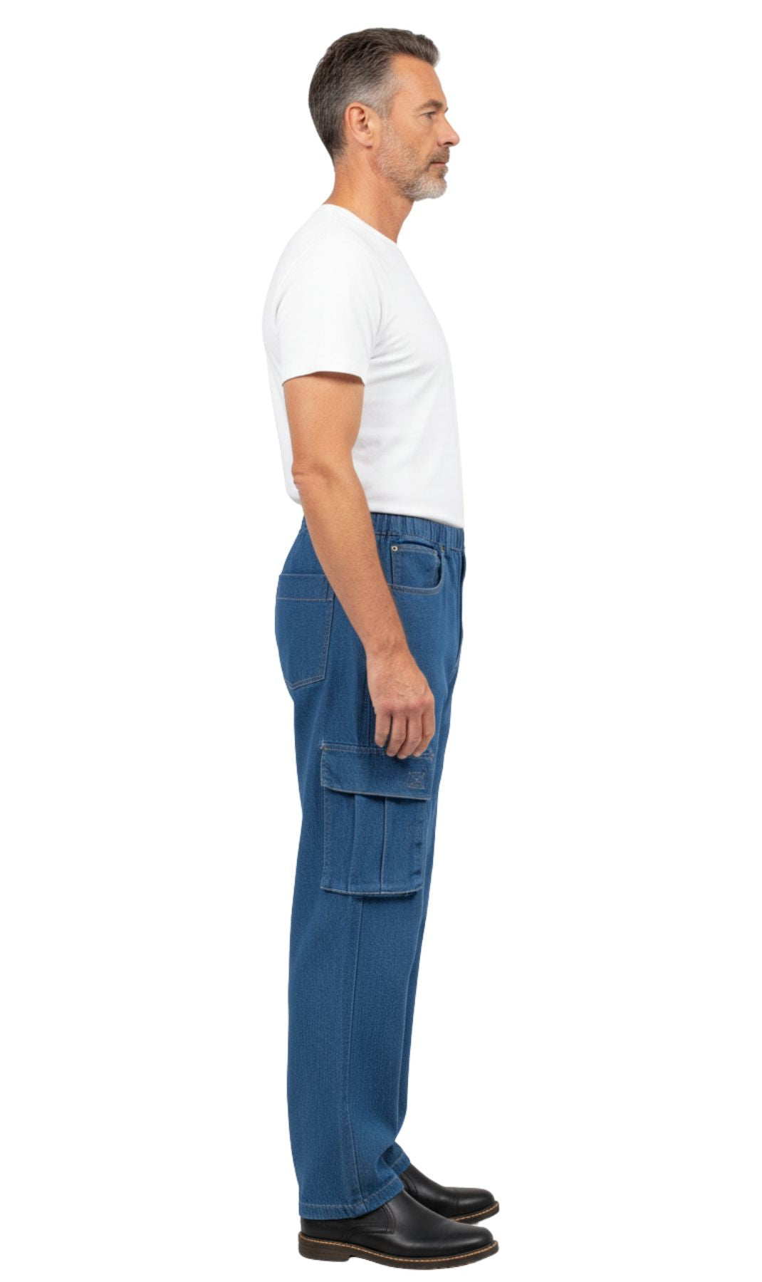 Men’s Double Cargo Pocket Pull-On Cotton Jeans