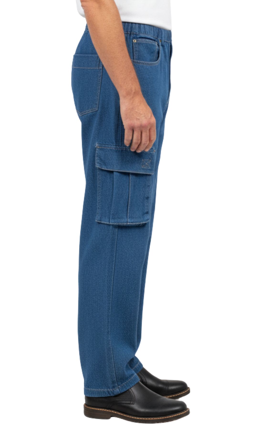 Men’s Double Cargo Pocket Pull-On Cotton Jeans