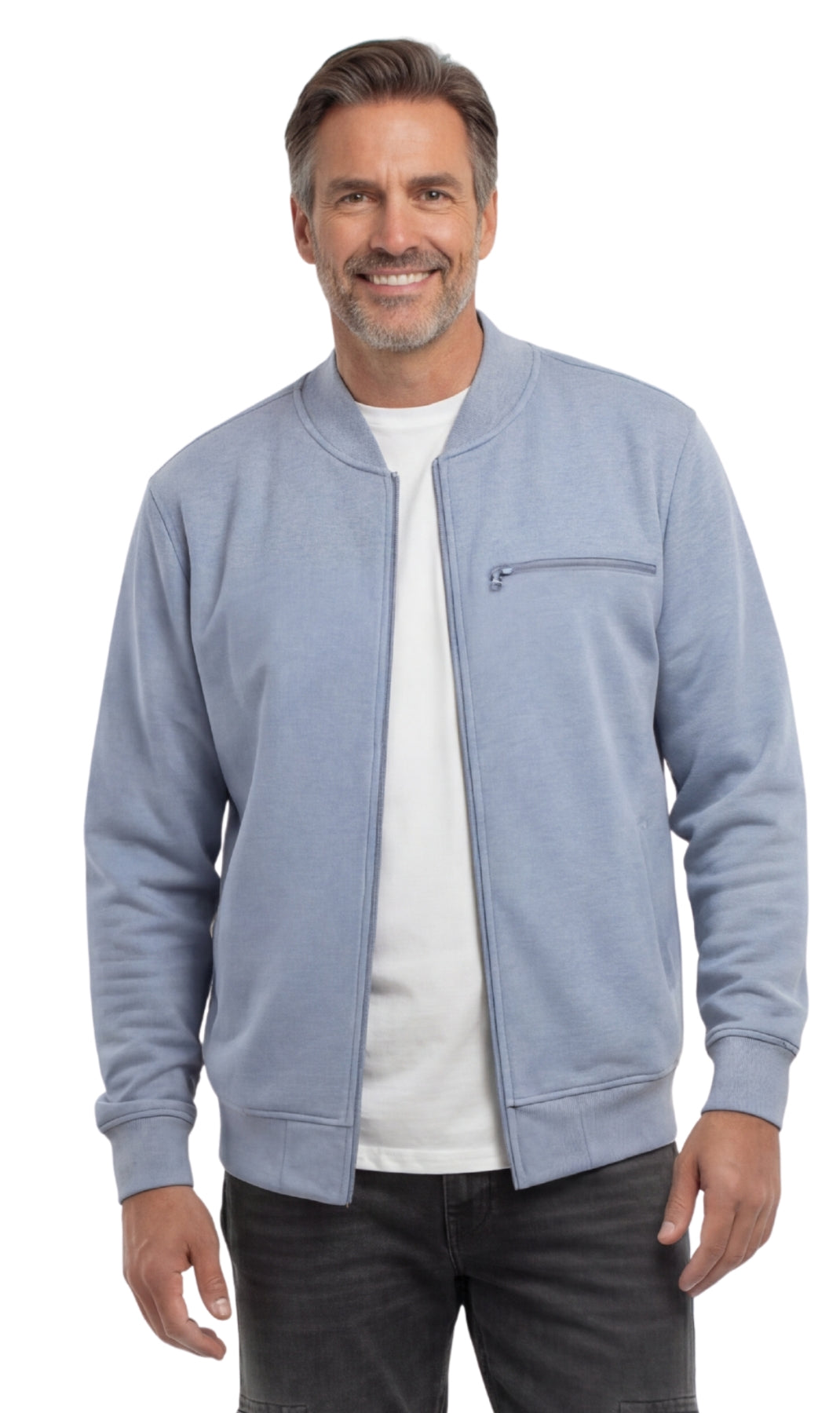 Men’s Classic Zip-Up Lightweight Cotton Fleece Jacket