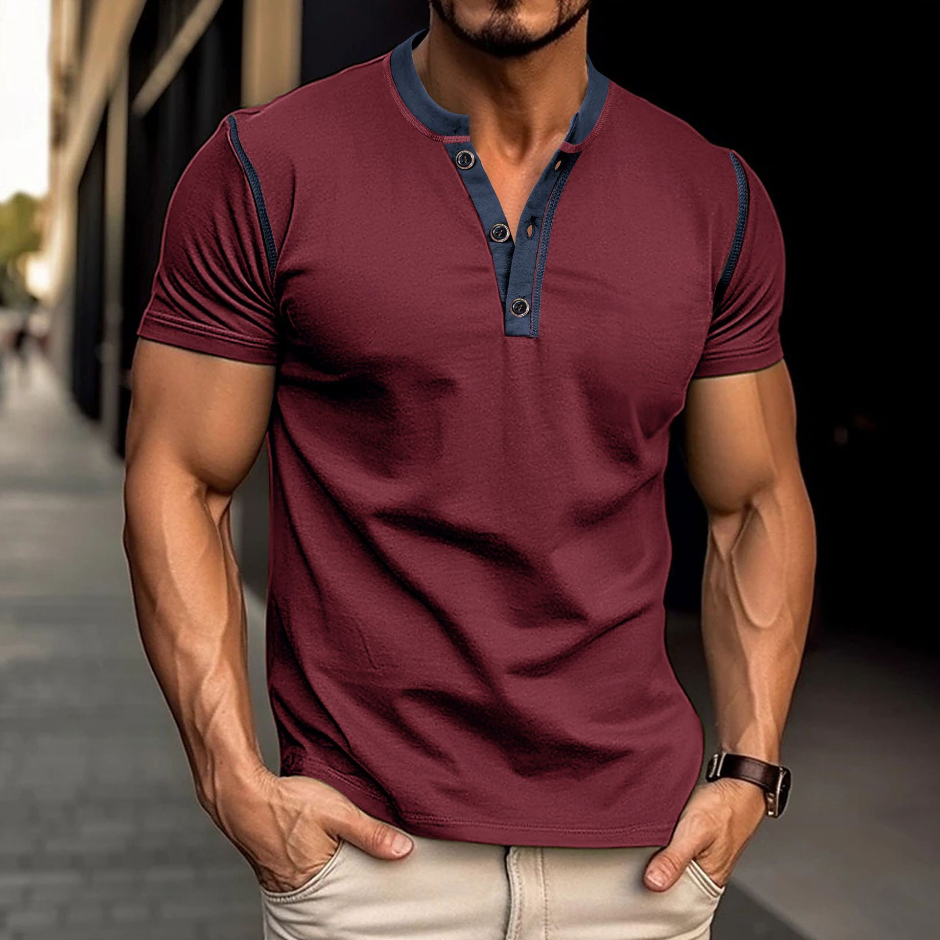 Men’s Summer Short-Sleeve Polo V-Neck Shirt