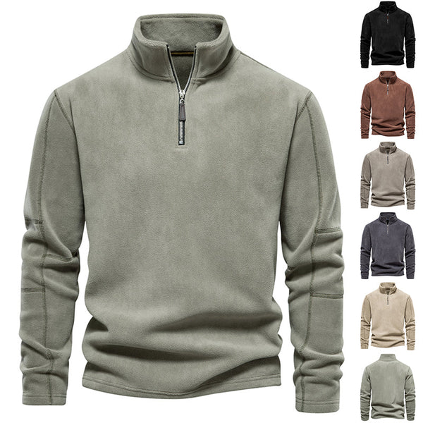 Men’s Stand-Collar Zippered Fleece Winter Sweatshirt