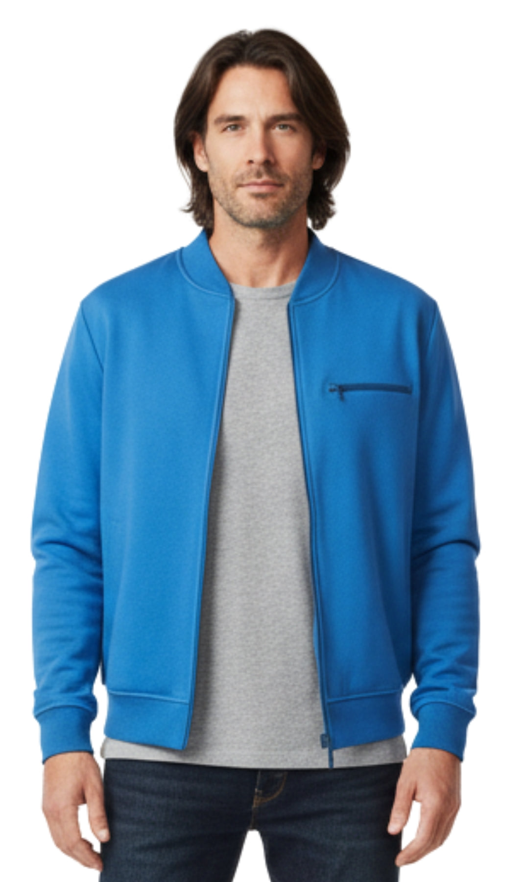 Men’s Classic Zip-Up Lightweight Cotton Fleece Jacket