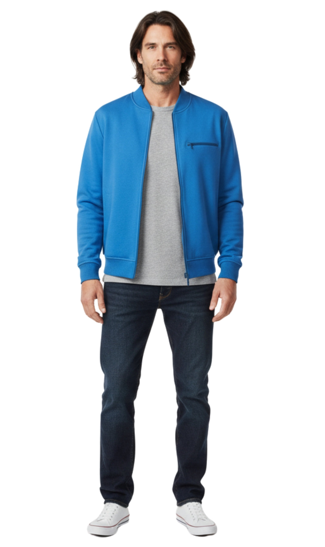 Men’s Classic Zip-Up Lightweight Cotton Fleece Jacket