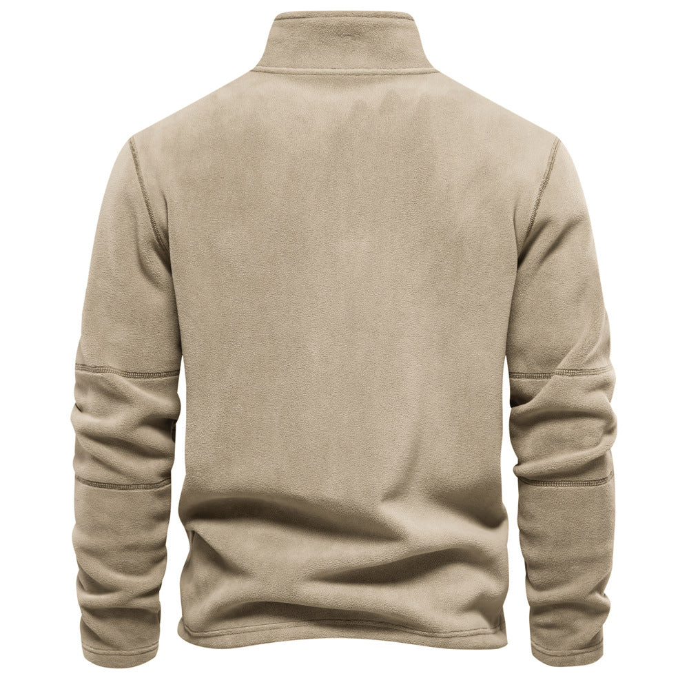 Men’s Stand-Collar Zippered Fleece Winter Sweatshirt