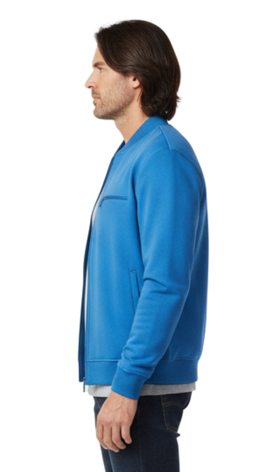 Men’s Classic Zip-Up Lightweight Cotton Fleece Jacket