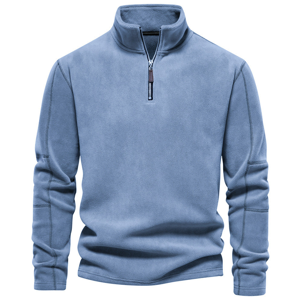 Men’s Stand-Collar Zippered Fleece Winter Sweatshirt
