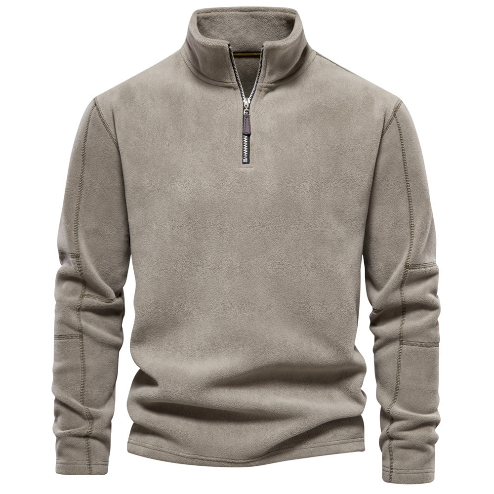 Men’s Stand-Collar Zippered Fleece Winter Sweatshirt