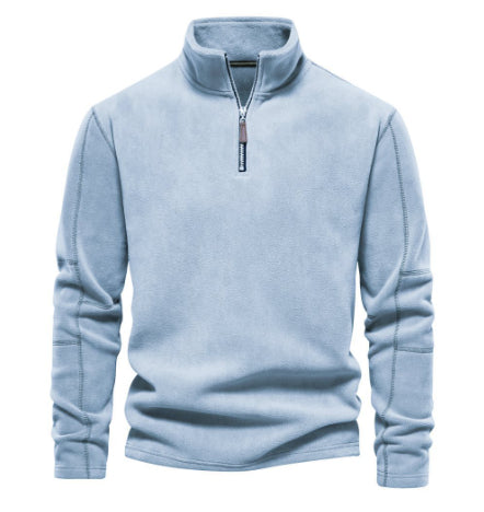 Men’s Stand-Collar Zippered Fleece Winter Sweatshirt