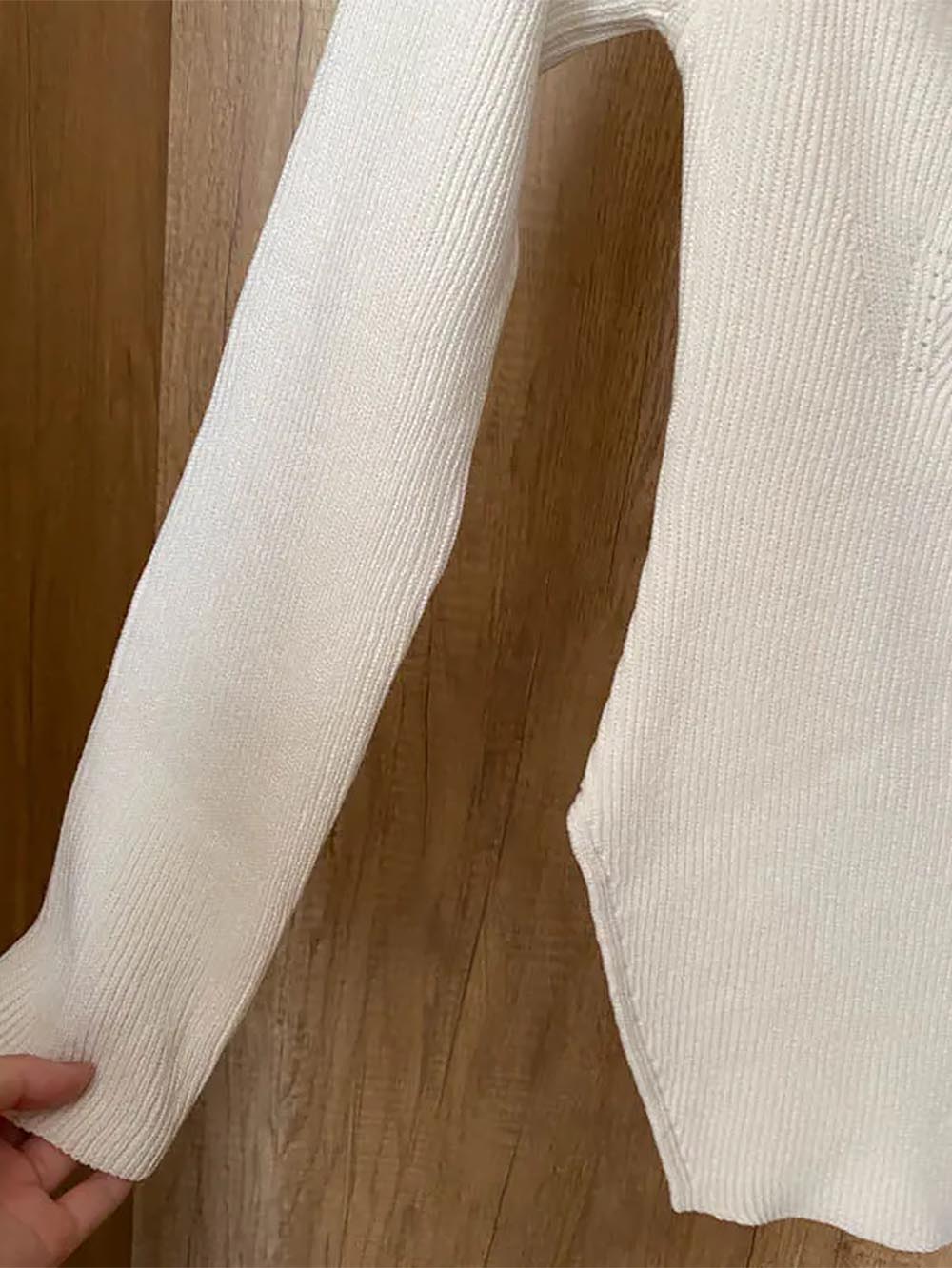 Women’s Square Collar Irregular Long Sleeve Sweater