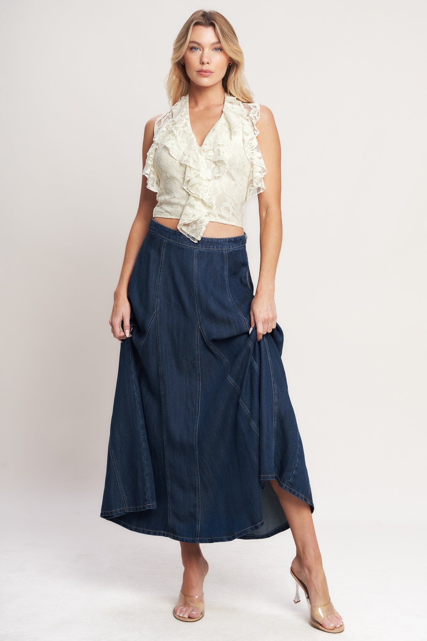 Ballet Muse Women’s Woven Lace Top Blouse
