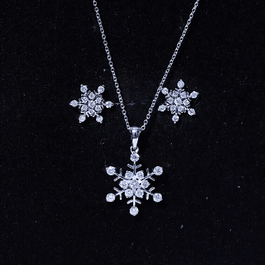 Certified Moissanite Snowflake Jewelry Set For Christmas