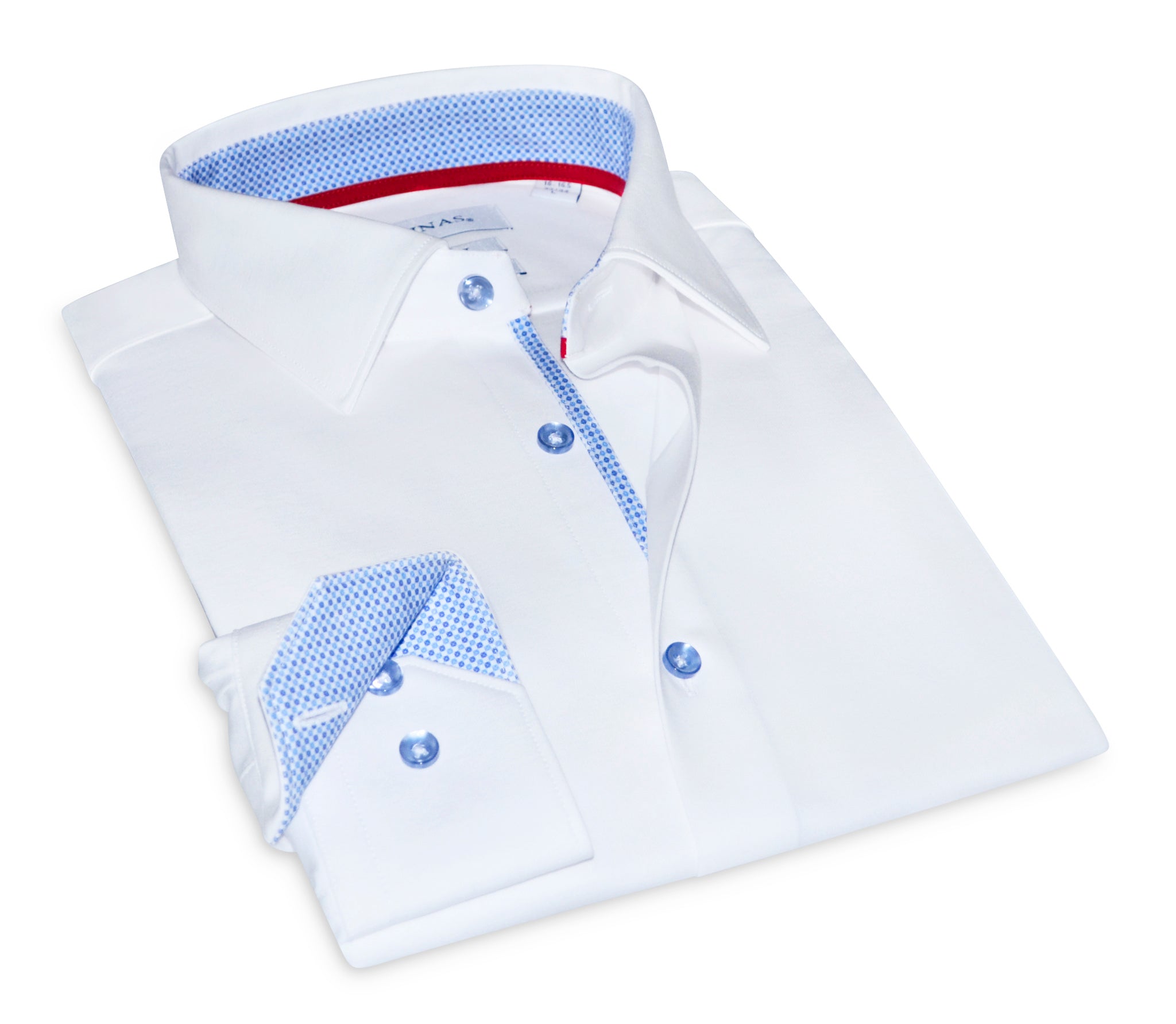 Scott White Cotton Knit-Stretch Tailored Button-Up Shirt