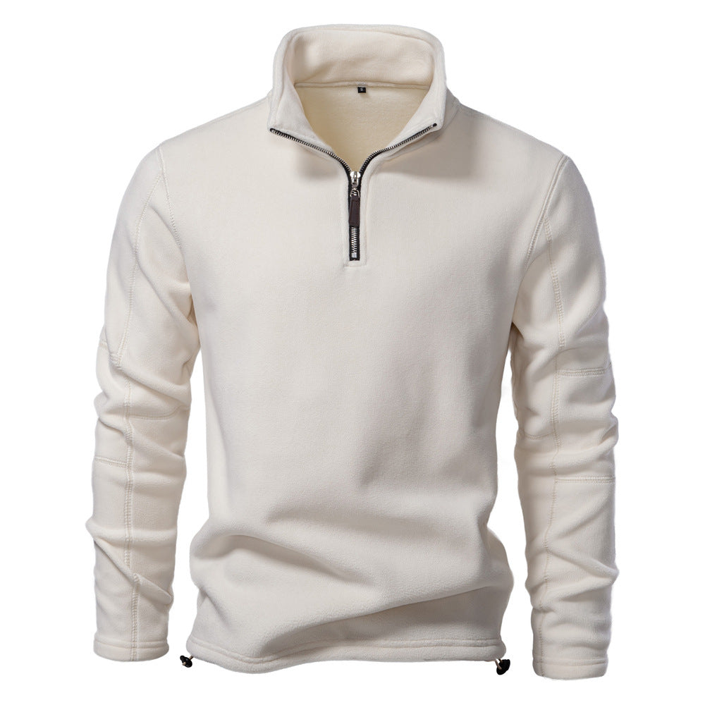 Men’s Stand-Collar Zippered Fleece Winter Sweatshirt