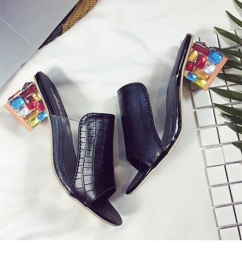 Women’s Crystal Open Toe Square Heel Sandals