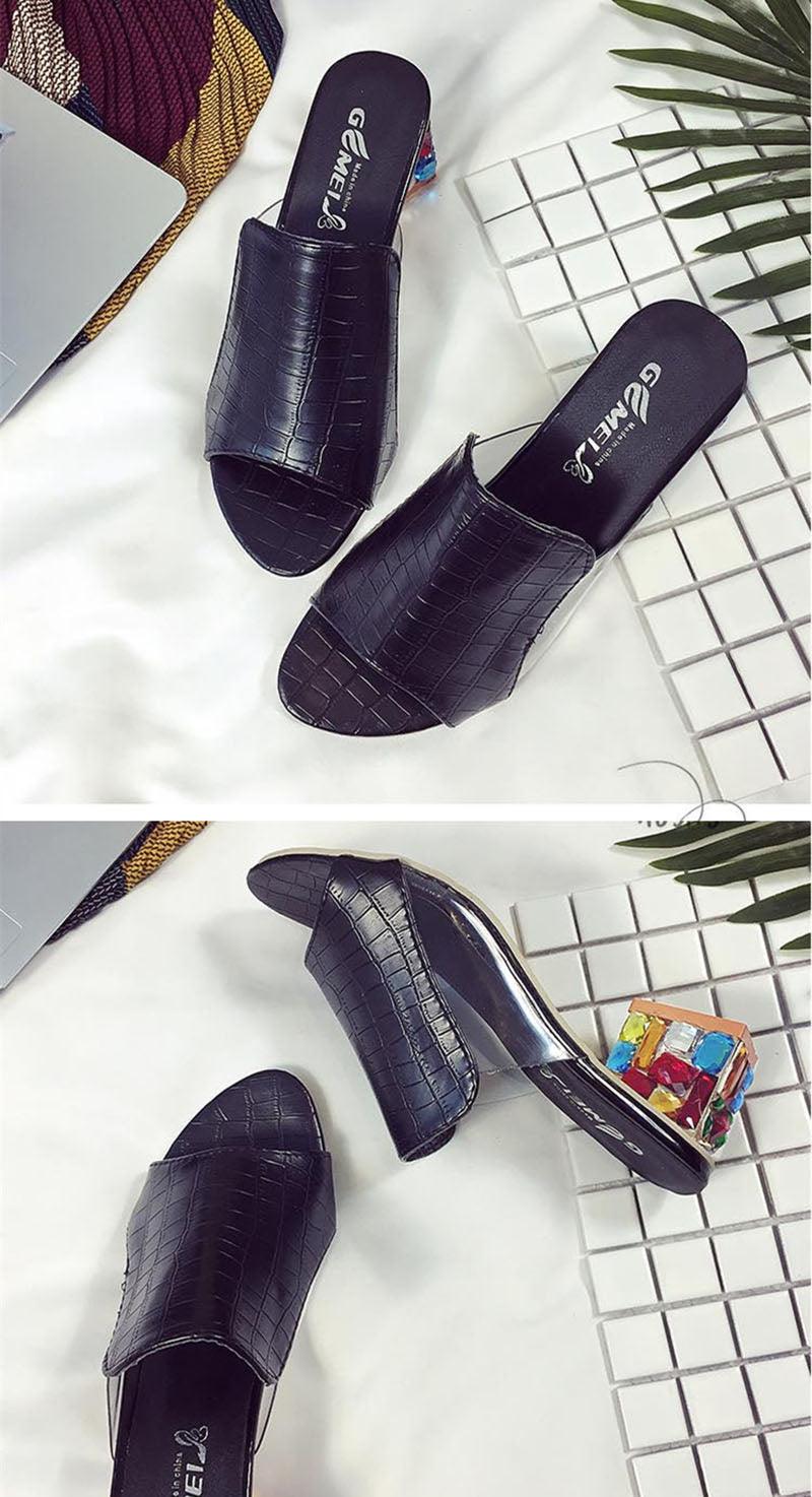 Women’s Crystal Open Toe Square Heel Sandals