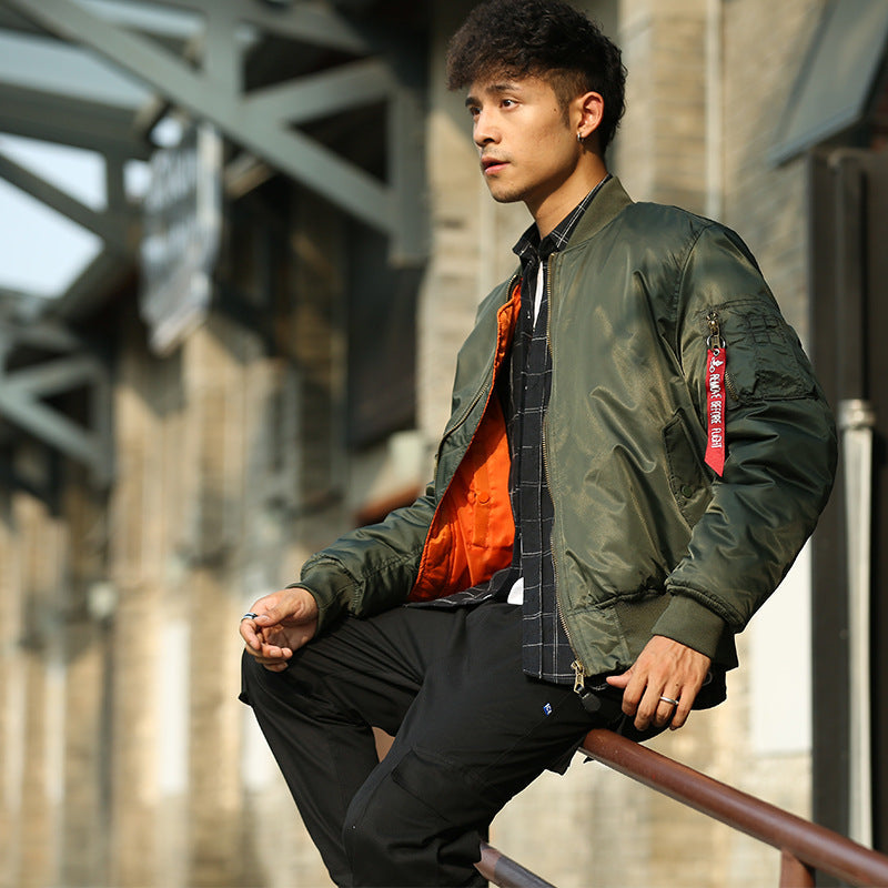 Men’s Autumn Winter Thermal Cotton-Padded Baseball Jacket