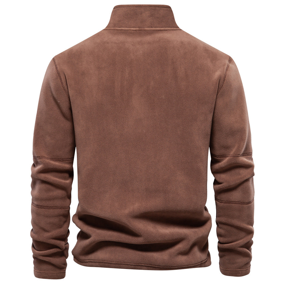 Men’s Stand-Collar Zippered Fleece Winter Sweatshirt