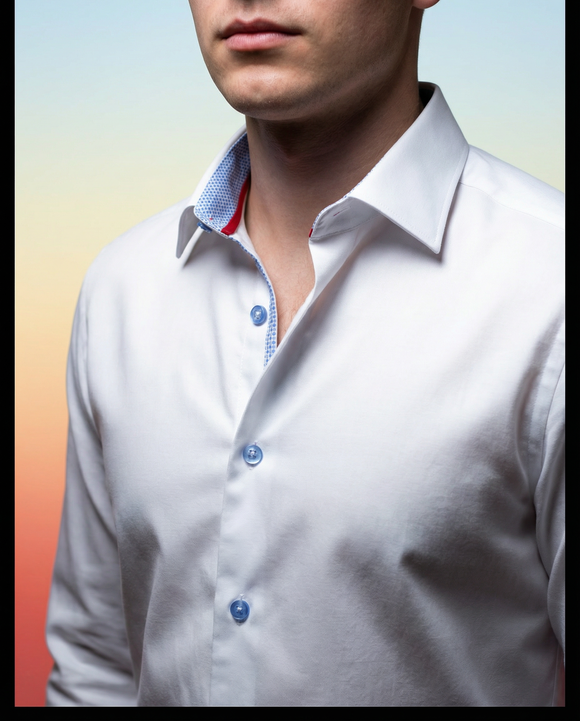 Scott White Cotton Knit-Stretch Tailored Button-Up Shirt