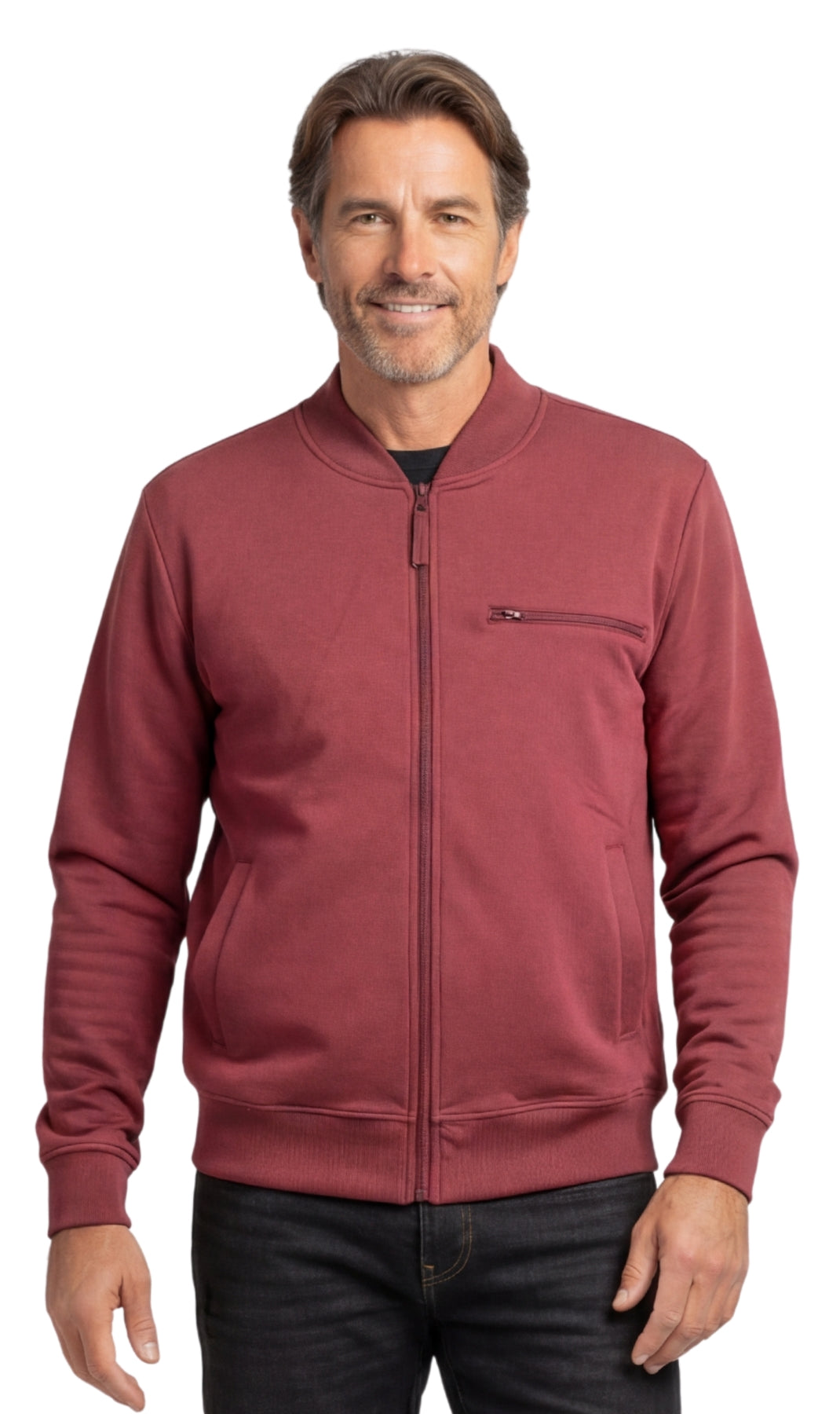 Men’s Classic Zip-Up Lightweight Cotton Fleece Jacket