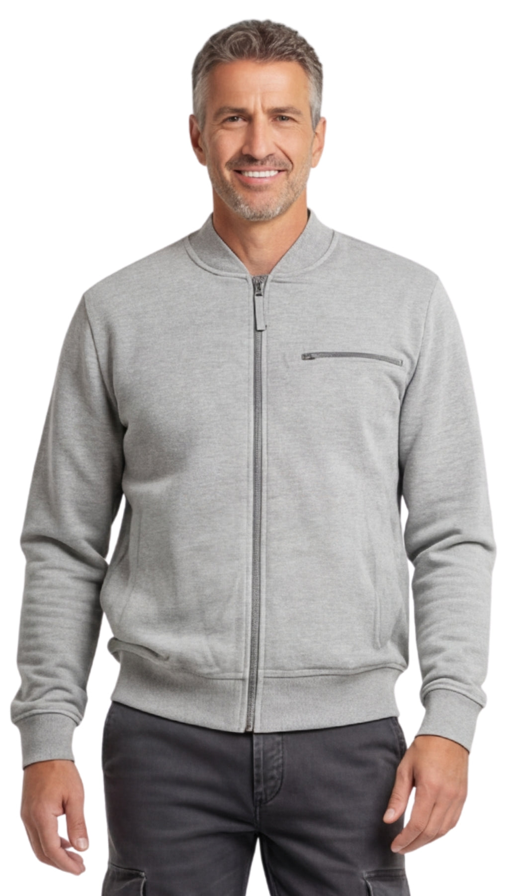 Men’s Classic Zip-Up Lightweight Cotton Fleece Jacket