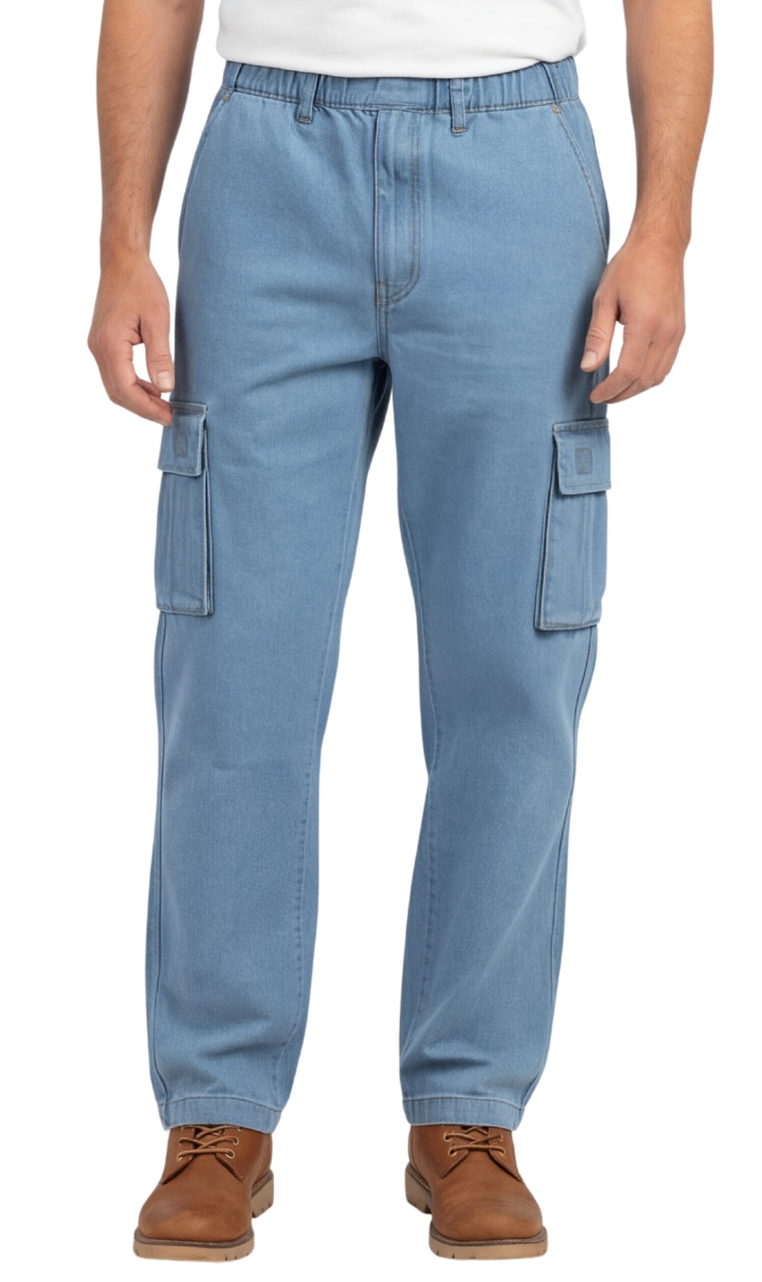 Men’s Double Cargo Pocket Pull-On Cotton Jeans