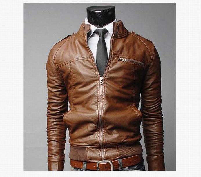 Men’s PU Leather Jacket Fashion Business Coat