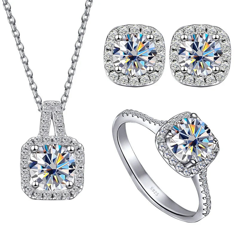Sterling Silver 1CT Moissanite 3-Piece Set