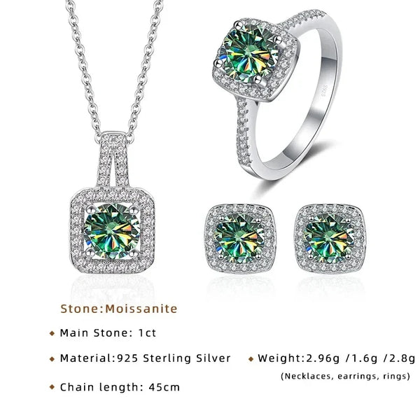 Sterling Silver 1CT Moissanite 3-Piece Set