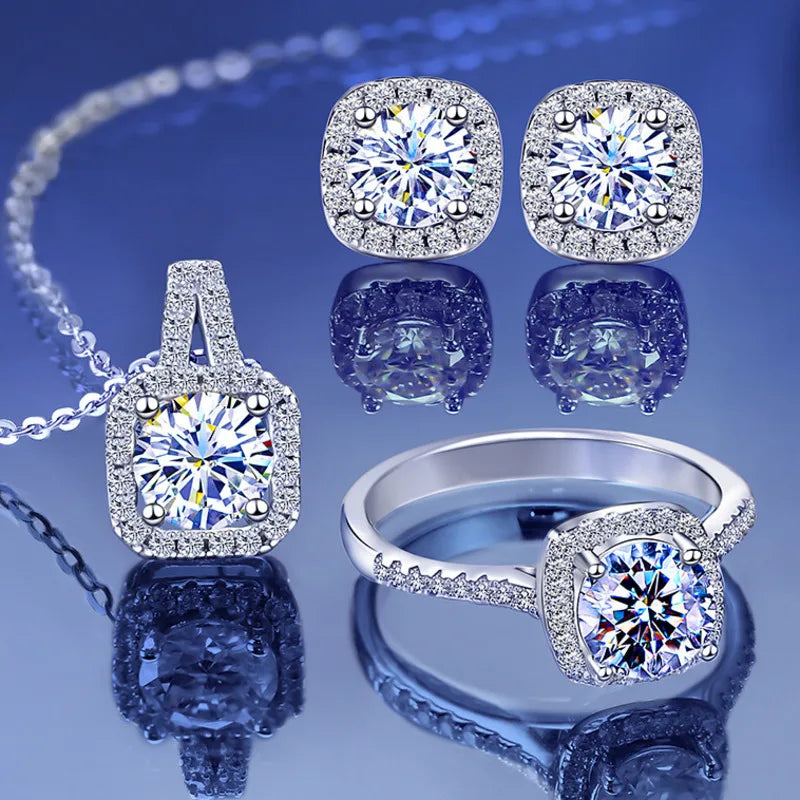 Sterling Silver 1CT Moissanite 3-Piece Set