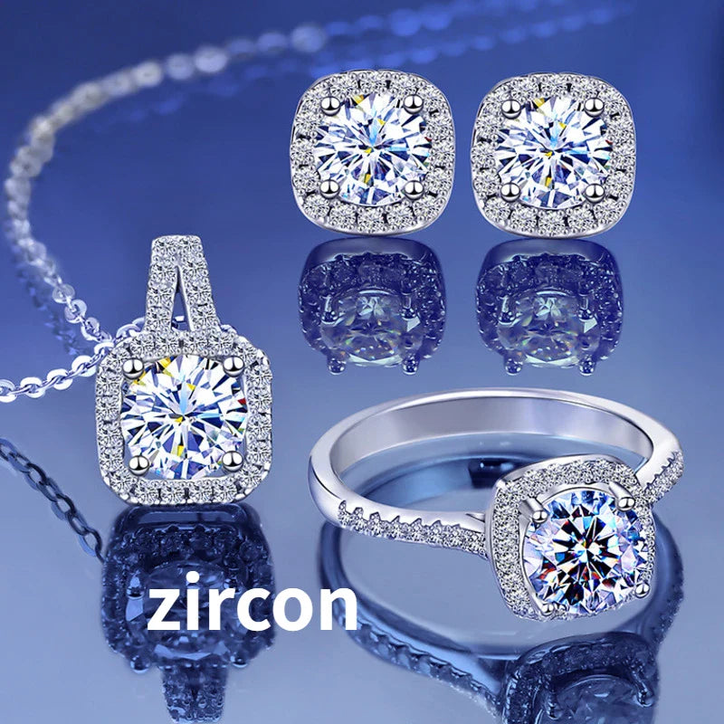 Sterling Silver 1CT Moissanite 3-Piece Set
