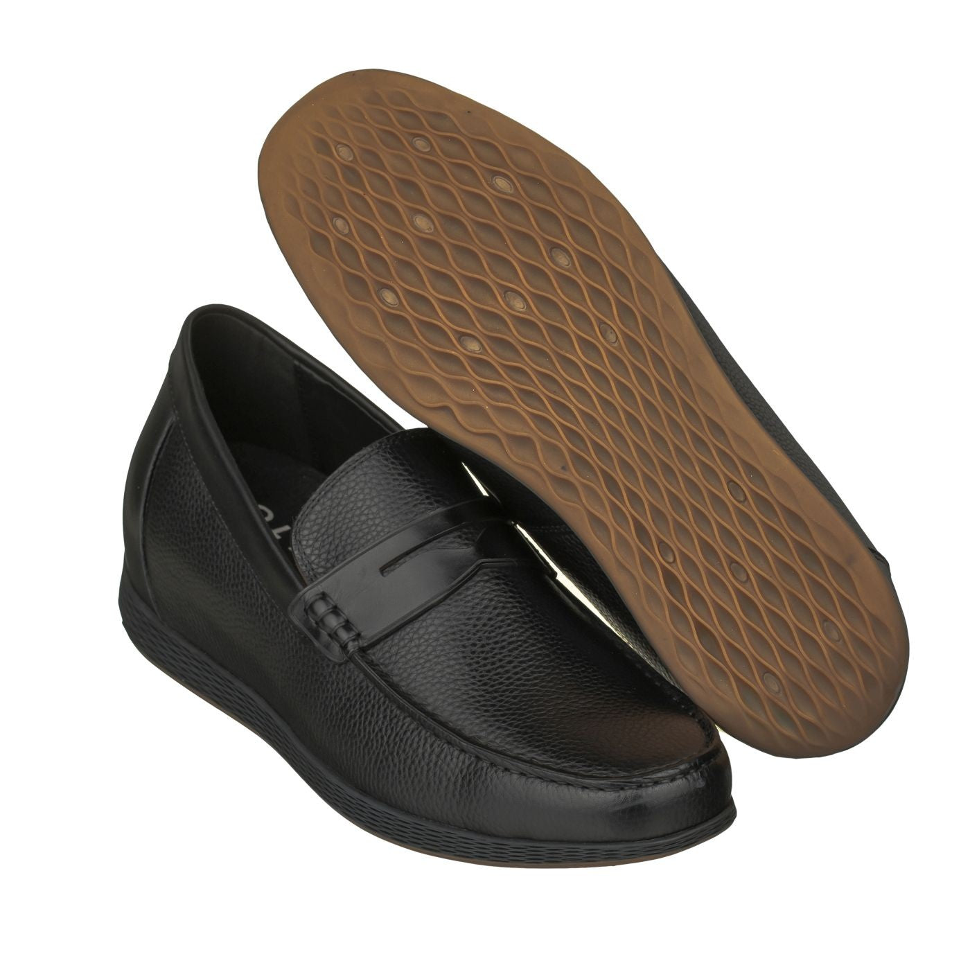 Black Penny Loafer Elevator Shoes 2.4 Inches