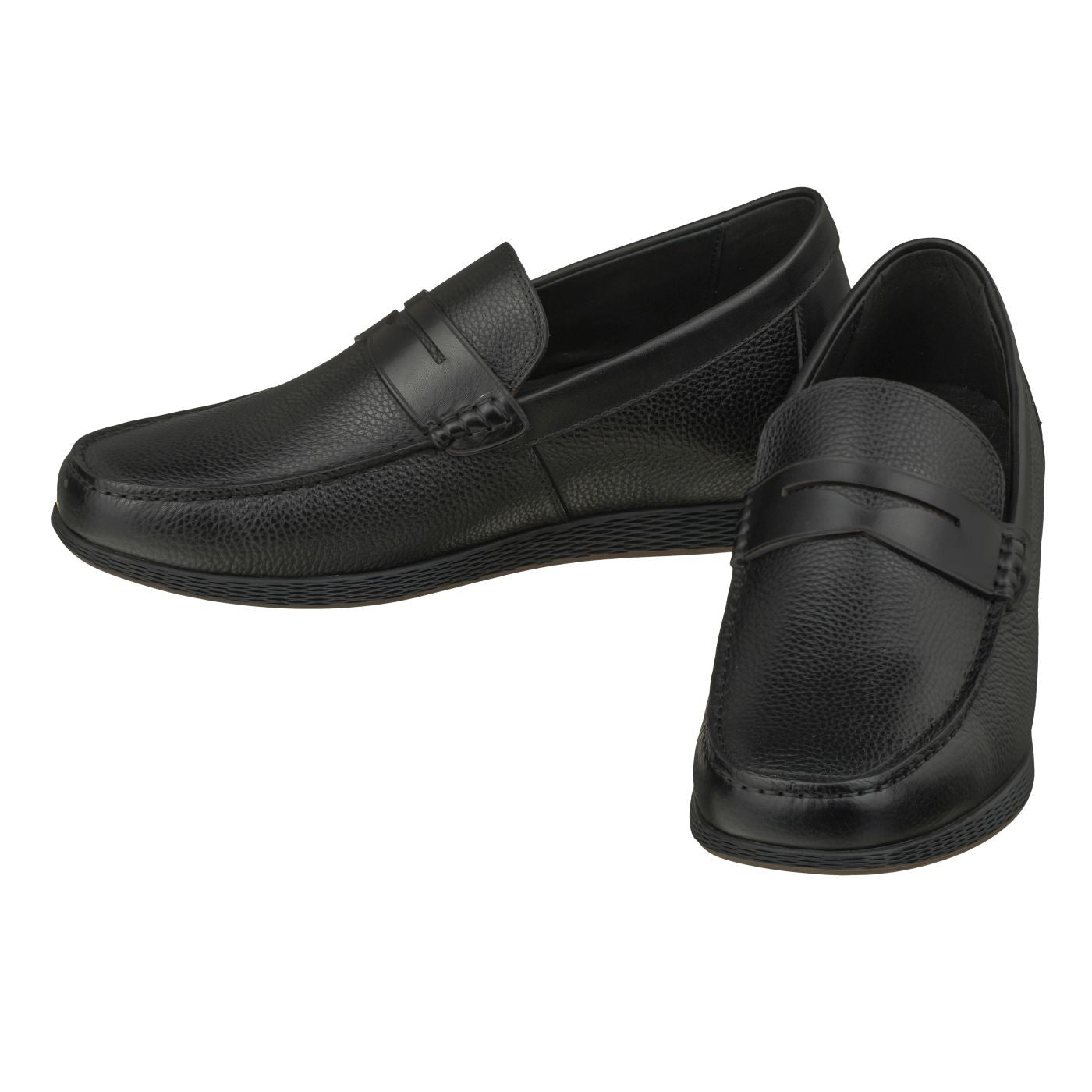 Black Penny Loafer Elevator Shoes 2.4 Inches